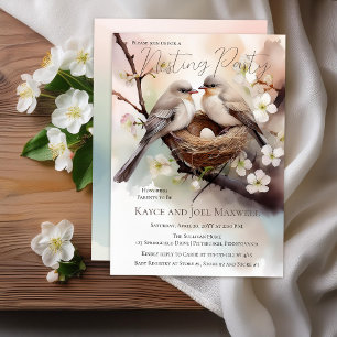 Invitación Hermosas aves que anidan Fiesta Baby Shower neutra