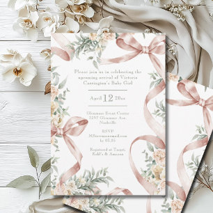 Invitación Hermosas cintas y Baby Shower floral