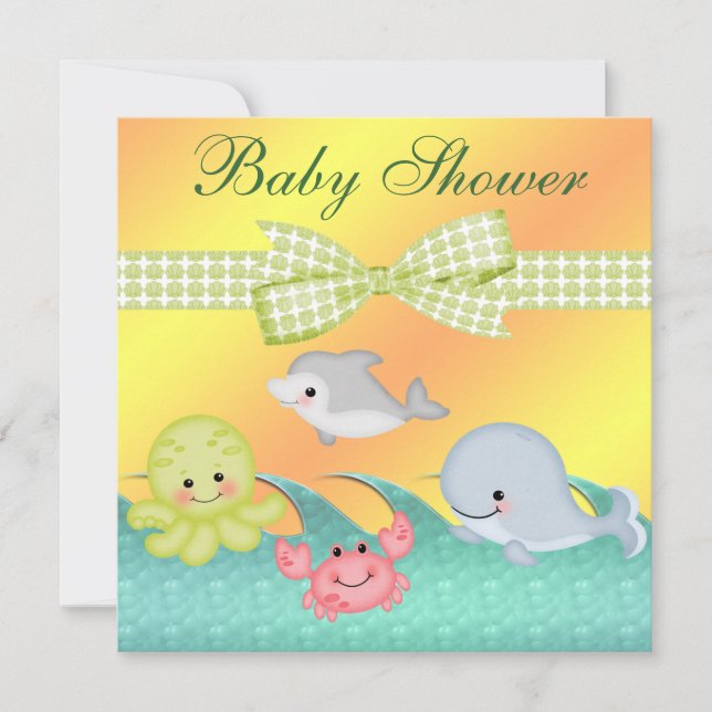 Invitación Hermosas criaturas del mar bebé Baby Shower (Anverso)