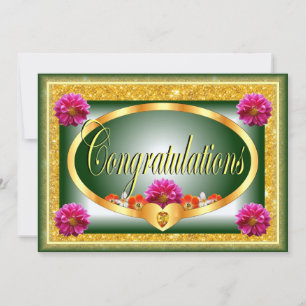 Invitación Hermosas felicitaciones de diseño floral verde