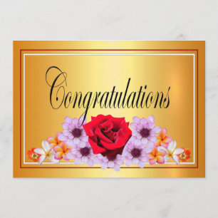 Invitación Hermosas felicitaciones doradas de diseño floral