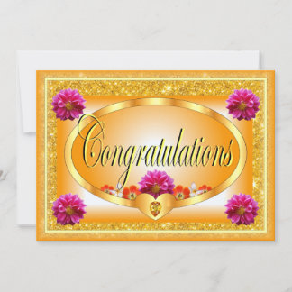 Invitación Hermosas felicitaciones naranjas de diseño floral