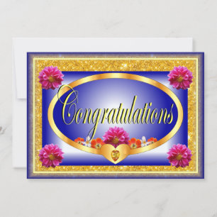 Invitación Hermosas felicitaciones por el diseño floral azul