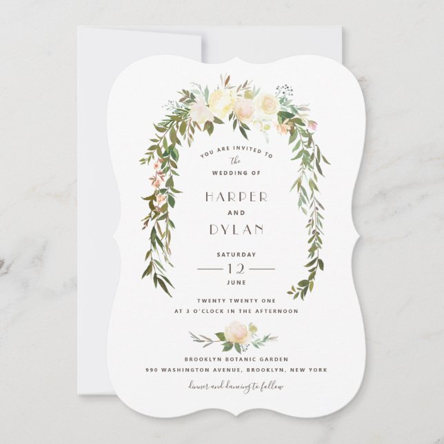 Invitación Hermosas Florals | Boda acuarela (Anverso)