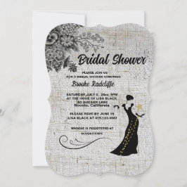 Invitación Hermosas flores artísticas negras y grises