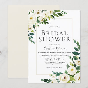 Invitación Hermosas Flores Blancas Con Ducha De Marcos