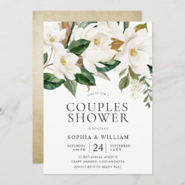 Invitación Hermosas Flores Blancas Elegantes Ducha Parejas