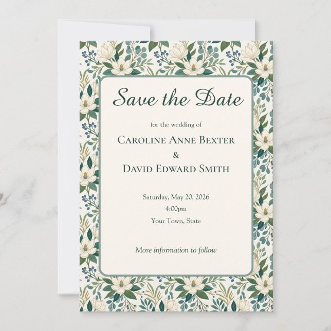 Invitación Hermosas flores blancas modernas y bayas (Anverso)