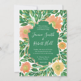 Invitación Hermosas flores Boda de pintura acuarela