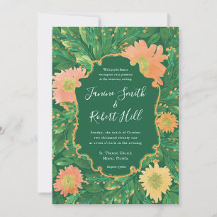 Invitación Hermosas flores Boda de pintura acuarela