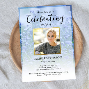Invitación Hermosas flores Celebración de la vida Foto Funera