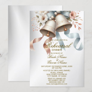 Invitación Hermosas flores de casamiento de las campanas rosa