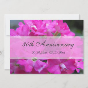 Invitación Hermosas flores de jardín rosadas aniversario de b