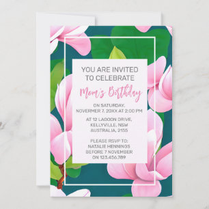 Invitación Hermosas flores de magnolia rosada