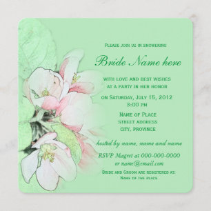 Invitación Hermosas flores de manzana para duchas de novia