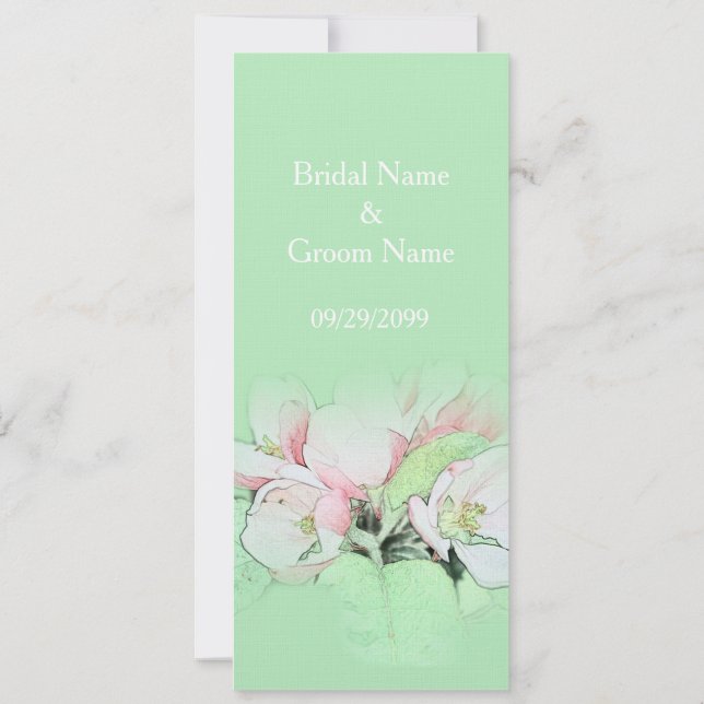 Invitación Hermosas flores de manzana rosa en boda verde (Reverso)