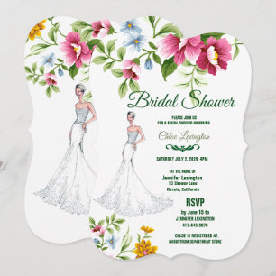 Invitación Hermosas flores de primavera Boda ducha de novia