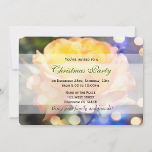 Invitación Hermosas flores de rosa amarillas fiesta de Navida
