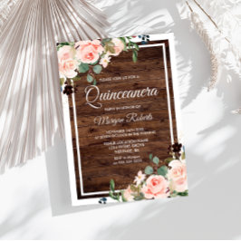 Invitación Hermosas flores de Rubor y quinceanera de madera r