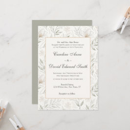 Invitación Hermosas Flores Dibujadas Neutras en Colores Natur
