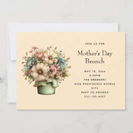 Invitación Hermosas Flores en una Maceta para el Día de la Ma
