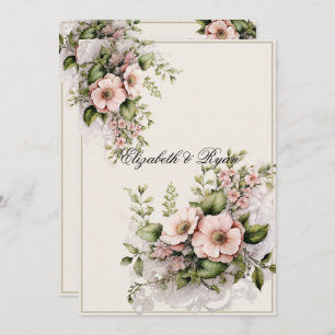 Invitación Hermosas flores rosadas Vines verdes