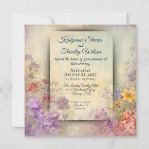 Invitación Hermosas flores silvestres de elegante boda