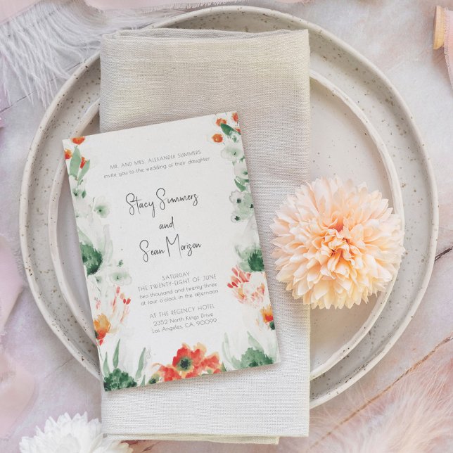 Invitación Hermosas flores silvestres en la boda de un jardín (Subido por el creador)