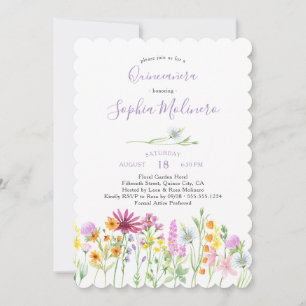 Invitación Hermosas Flores Silvestres Quinceañera Femenina Ac