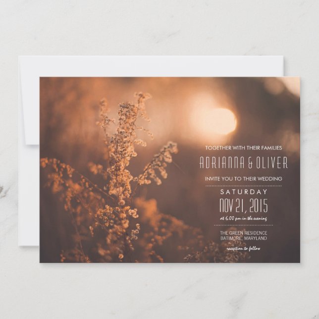 Invitación Hermosas Flores| Sol| Boda (Anverso)