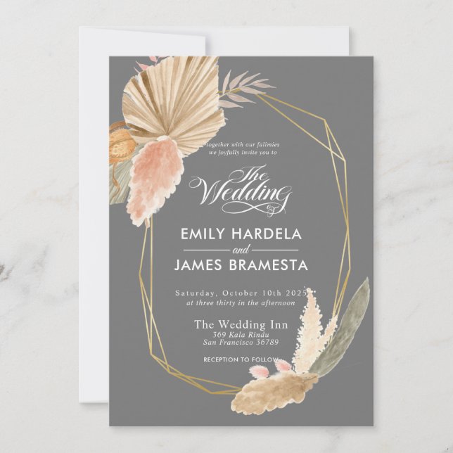 Invitación Hermosas hojas rusas Boda de presupuesto acuático (Anverso)