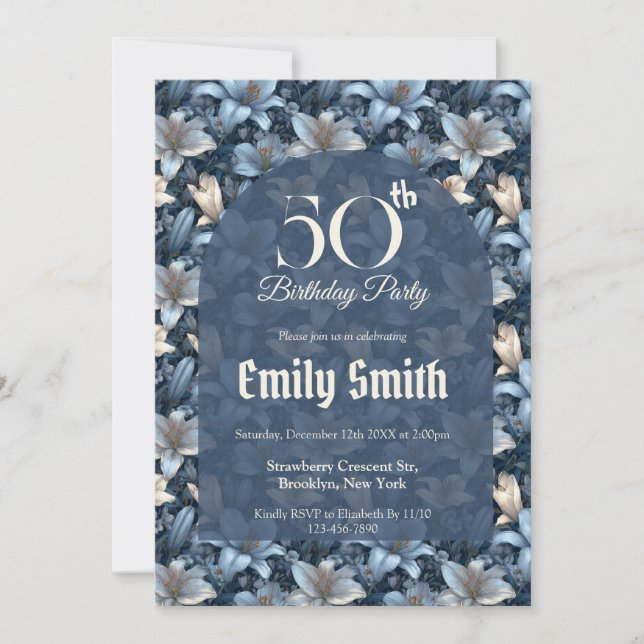 Invitación Hermosas Lirios Encantan Cumpleaños de Hija (Anverso)