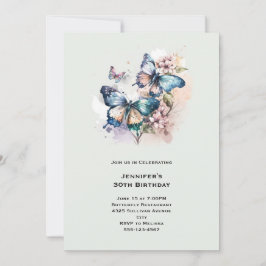 Invitación Hermosas mariposas y flores Cumpleaños