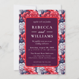 Invitación Hermosas Peonías Flor Silvestre Boda
