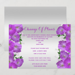 Invitación Hermosas Petunias Elegantes Cambio De Planes Flora