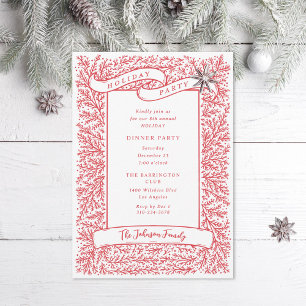 Invitación Hermosas ramas Navidades rojos y blancos