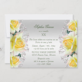 Invitación Hermosas Rosas de la Paz Amarillas Flores Cumpleañ