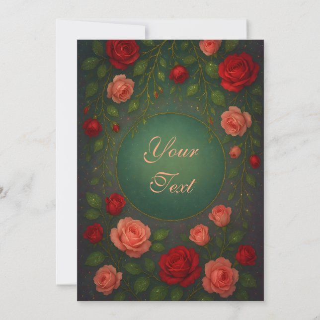 Invitación Hermosas Rosas Rojas y Rosadas Románticas (Anverso)