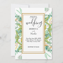 Invitación Hermosas y elegantes hojas de eucalipto