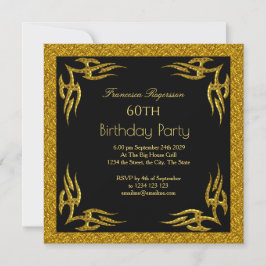 Invitación Hermoso 60 cumpleaños fiesta de oro negro