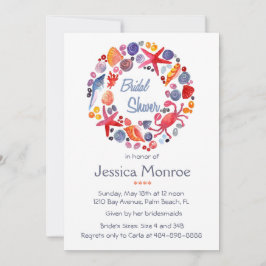 Invitación Hermoso acuarela Mar Wreath Beach Bridal Ducha