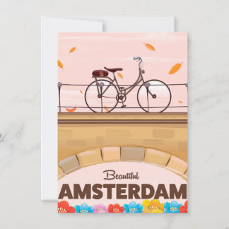Invitación Hermoso afiche de viajes en bicicleta de Amsterdam
