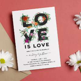 Invitación Hermoso amor floral es amor Boda lesbiana