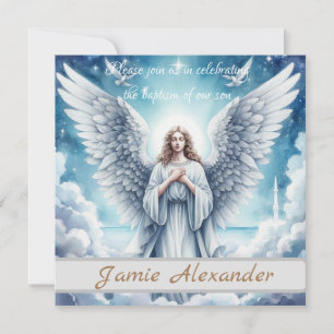 Invitación Hermoso Ángel de la Guarda Blanco