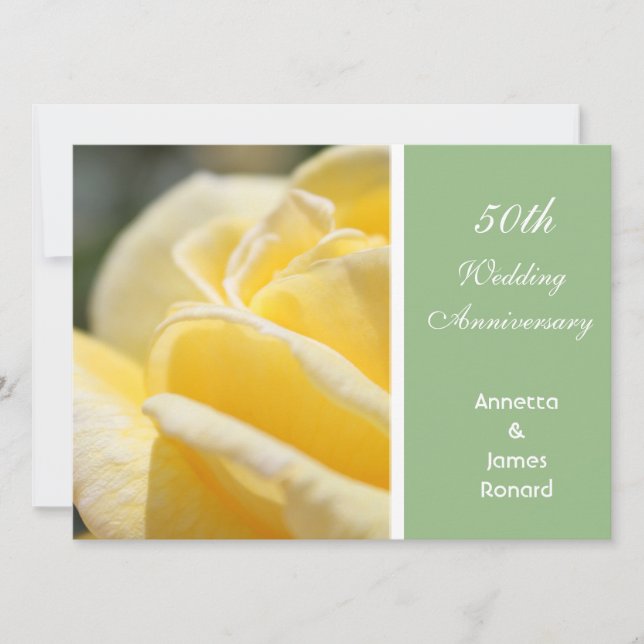 Invitación Hermoso aniversario de flor rosa amarilla boda (Anverso)