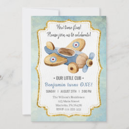 Invitación Hermoso Aniversario del Niño del Juguete del Avión