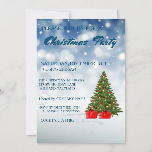 Invitación Hermoso árbol de Navidad (Anverso)