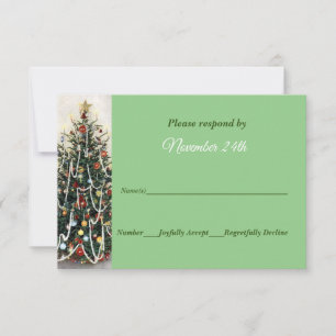 Invitación Hermoso Árbol Iluminado de Navidad RSVP de Boda