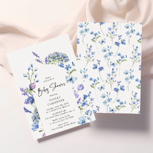 Invitación Hermoso Arco Flor Silvestre Azul Baby Shower