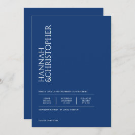 Invitación Hermoso azul con Boda de código QR